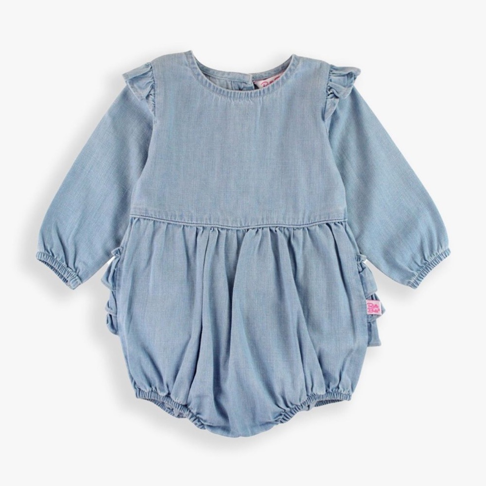 Ruffle Butts light wash chambray bubble 2T